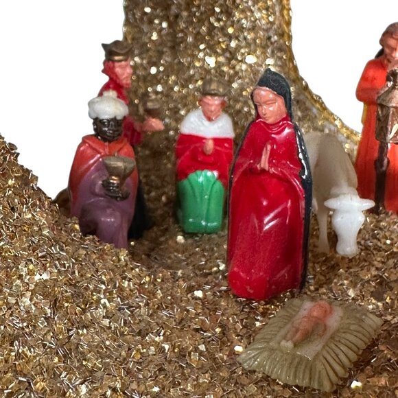 VTG MCM 1950s Diorama Nativity Christmas Styrofoam Ball 3D Jumbo Decor - Picture 15 of 16